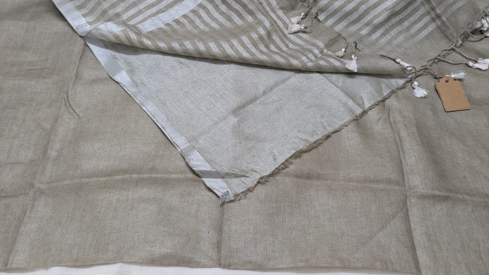 Linen Silk Saree Gray with Silver