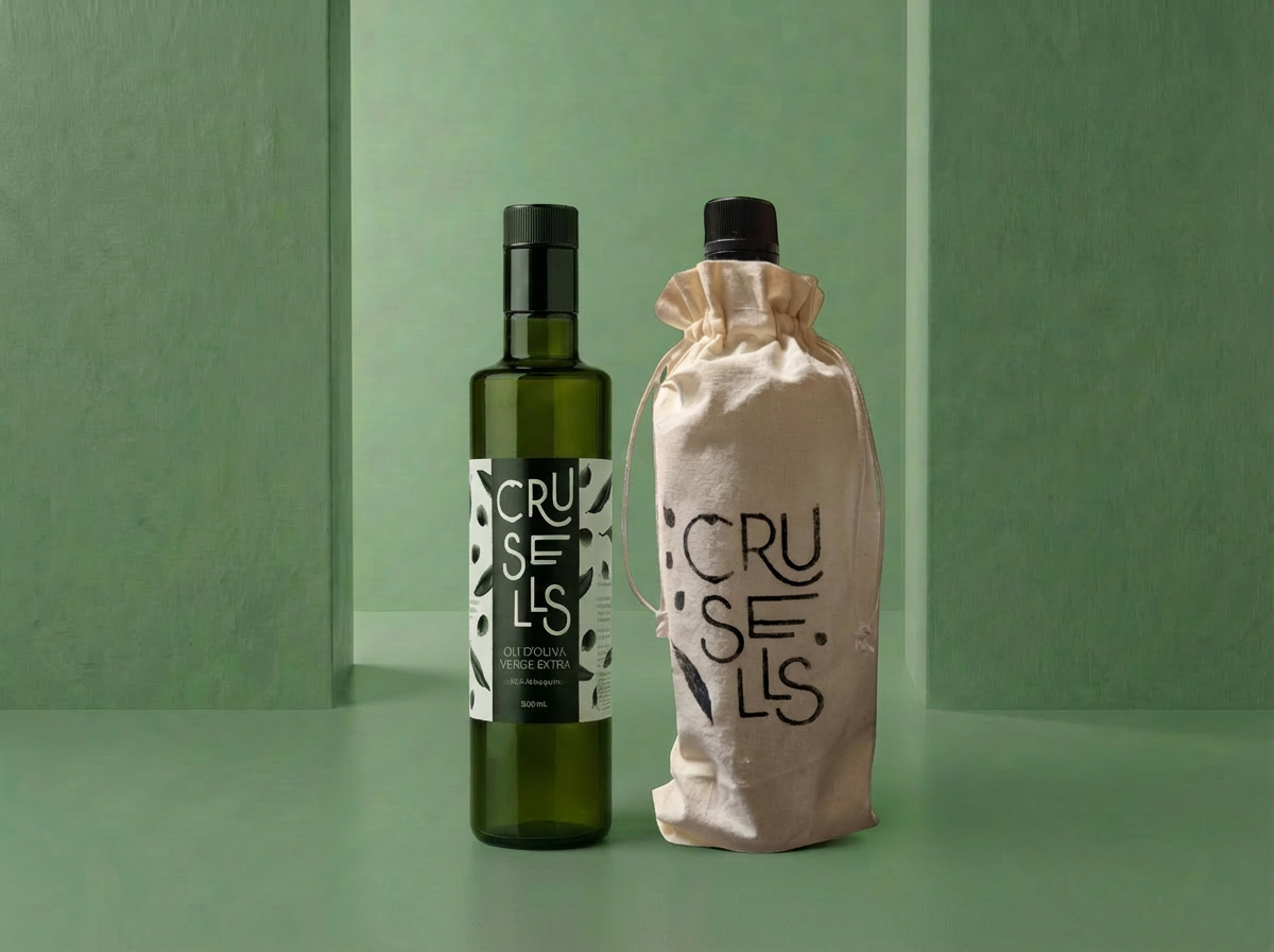 Botella arbequina 500 mL + bolsa de algodón