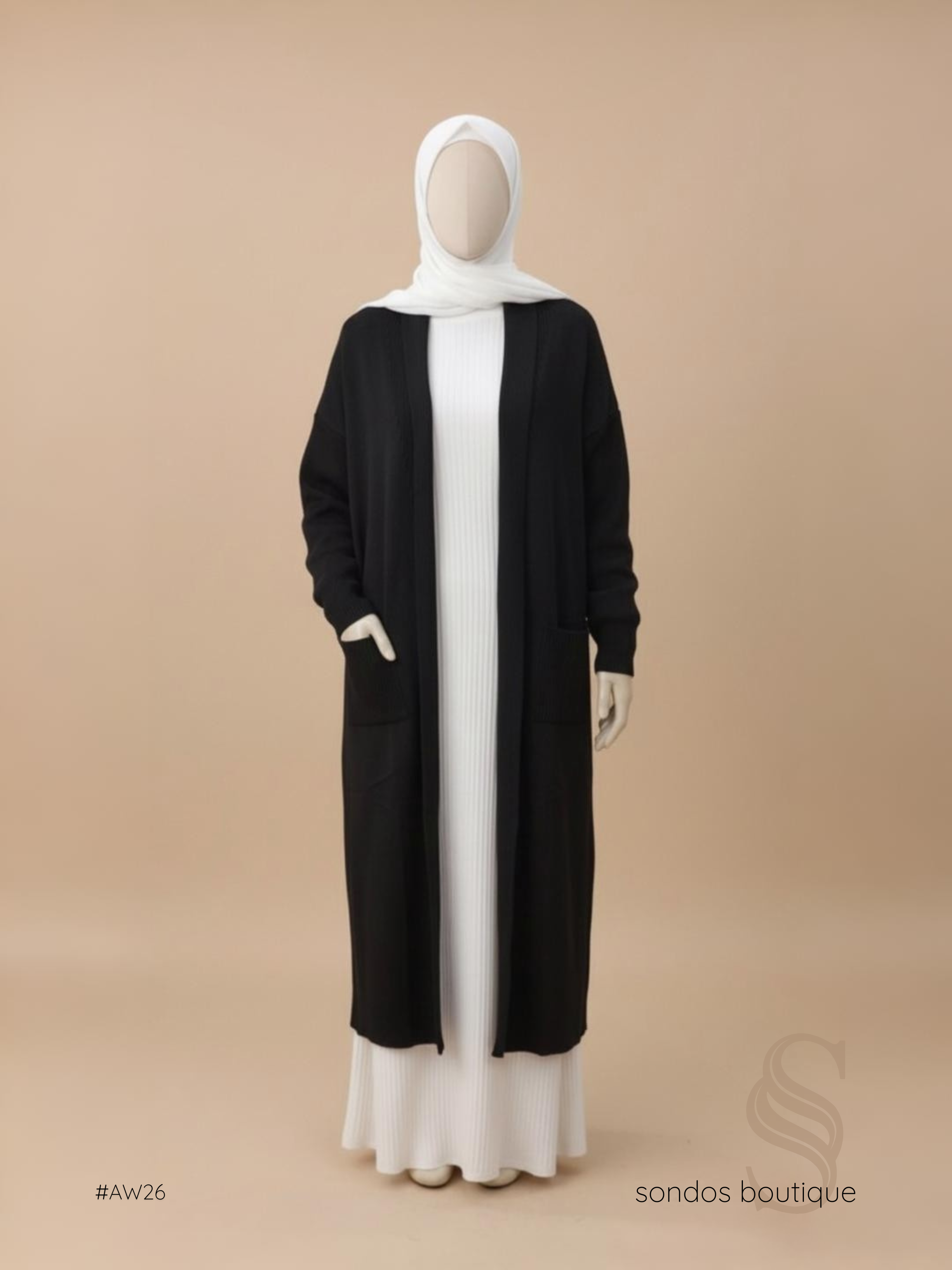 Long Teal Open-Front Cardigan