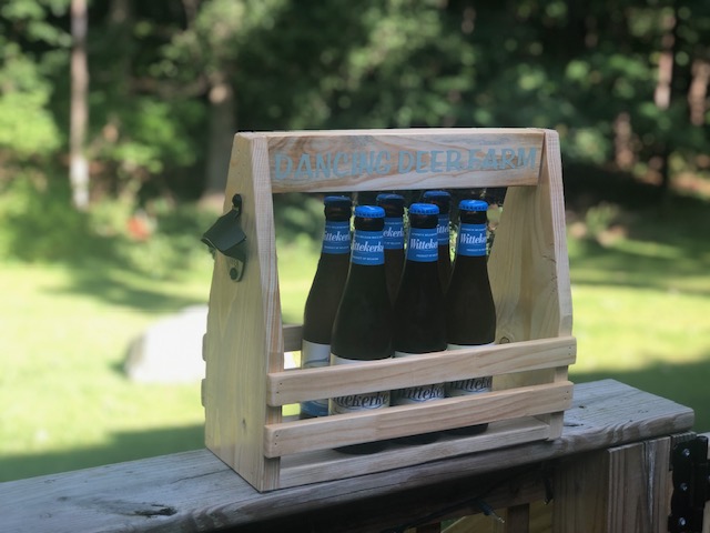 Wooden Beer Caddy with Bottle Opener