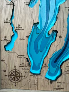 Grand Traverse Bay Wooden Topographic Map