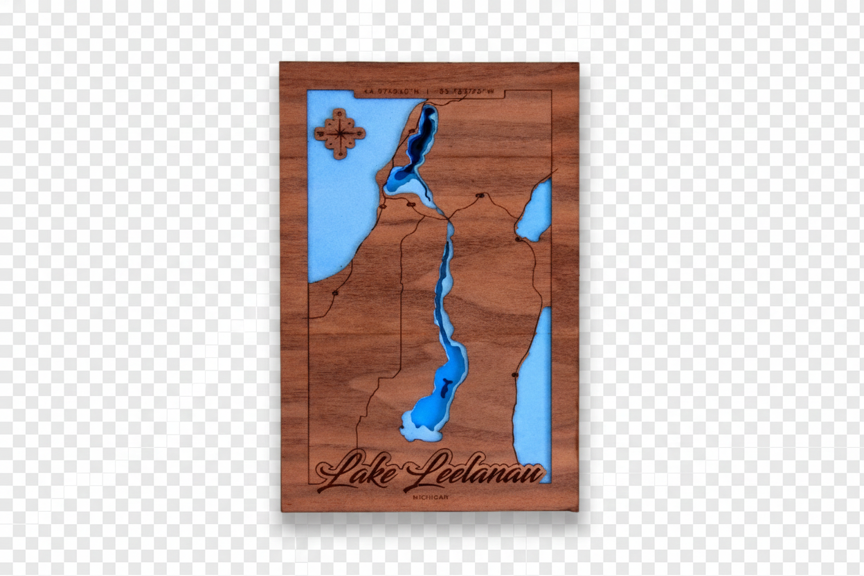 Lake Leelanau Wooden Map