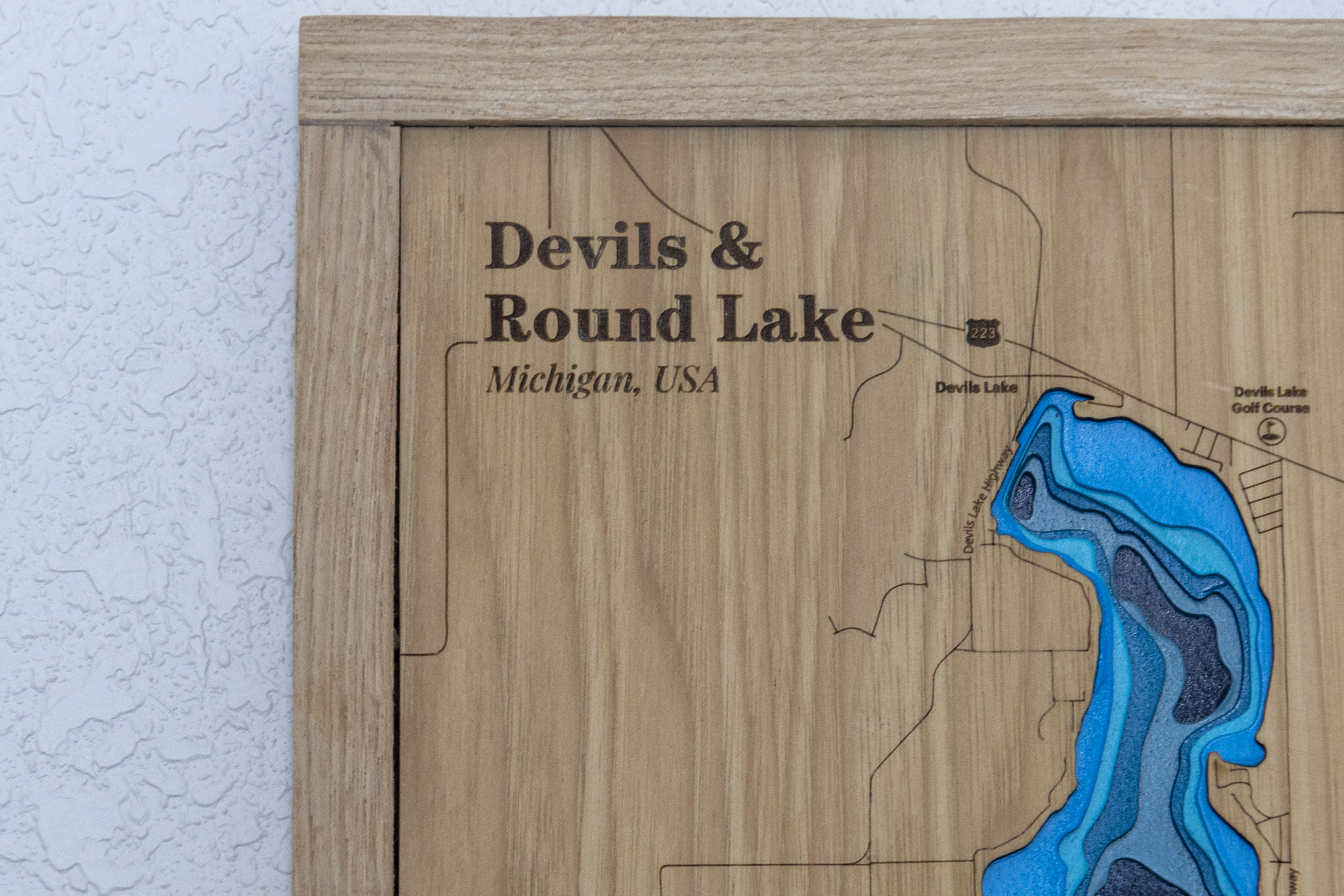 Devils & Round Lake Wooden Map