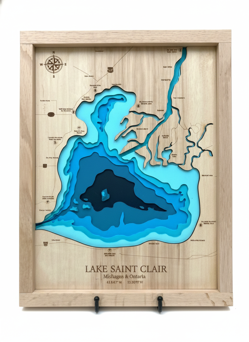 Lake Saint Clair Wooden Depth Map