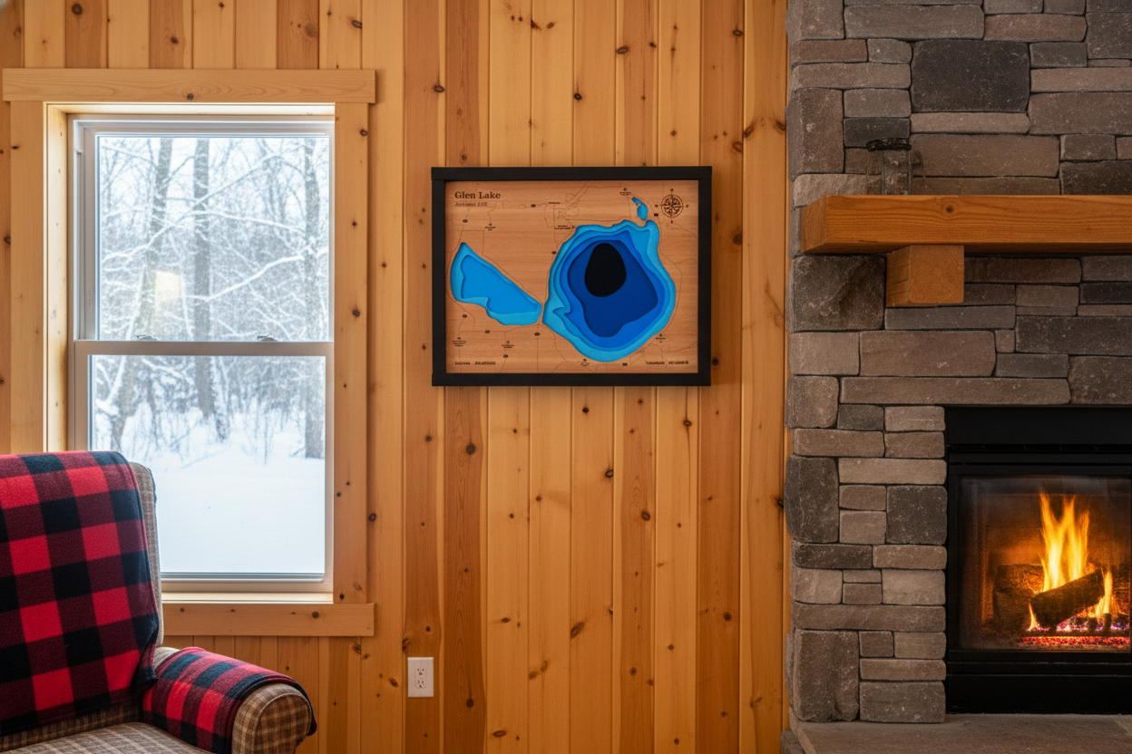 Glen Lake Topographic Wooden Map