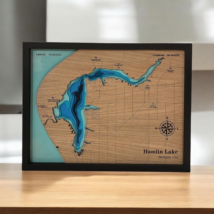 Hamlin Lake Topographic Wall Art