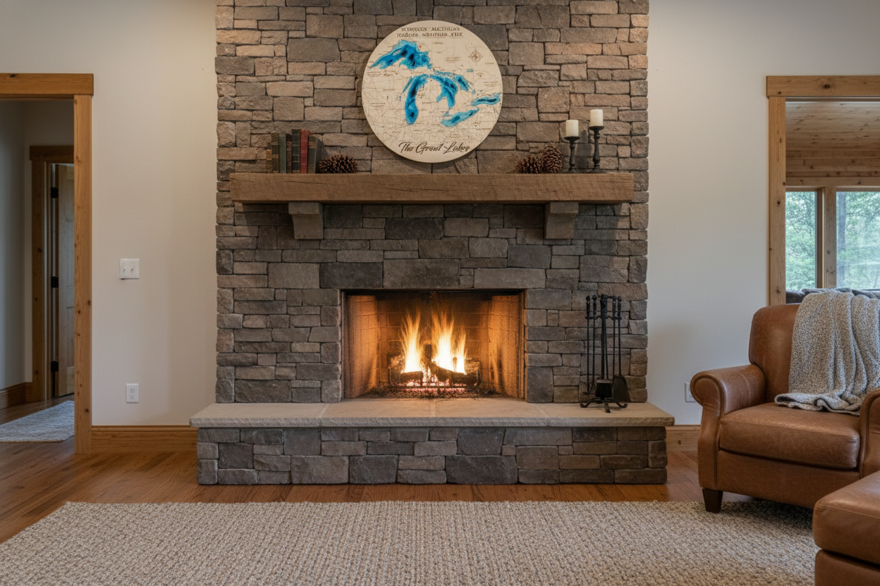 Great Lakes Wooden Map