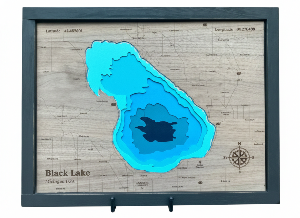 Black Lake Topographic Wood Map