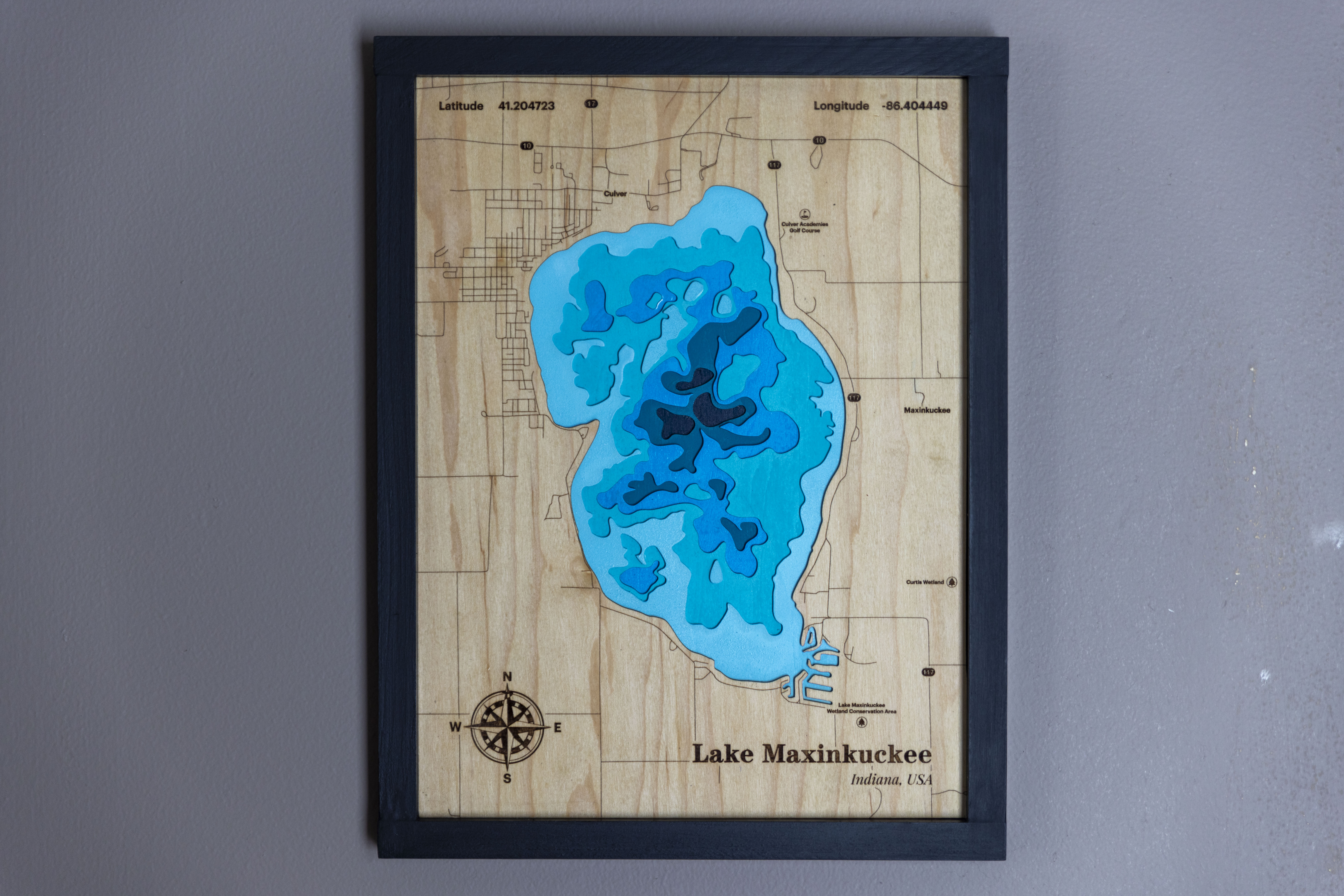 Lake Maxinkuckee Wooden Map Art