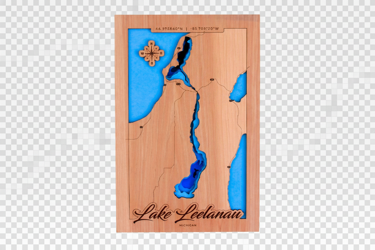 Lake Leelanau Wooden Map