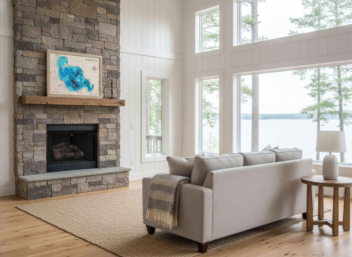 Houghton Lake Wooden Topographic Map