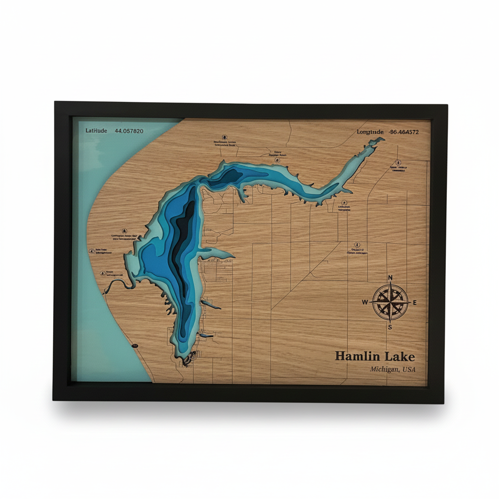 Hamlin Lake Topographic Wall Art