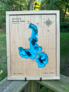 Devils & Round Lake Wooden Map