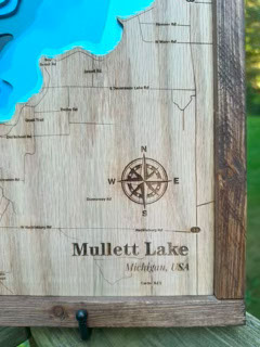 Mullett Lake 3D Wood Map