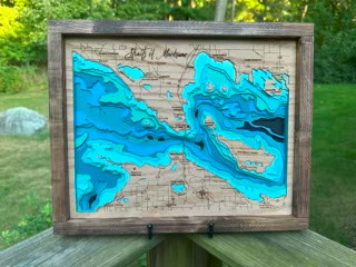 Straits of Mackinac 3D Wood Map