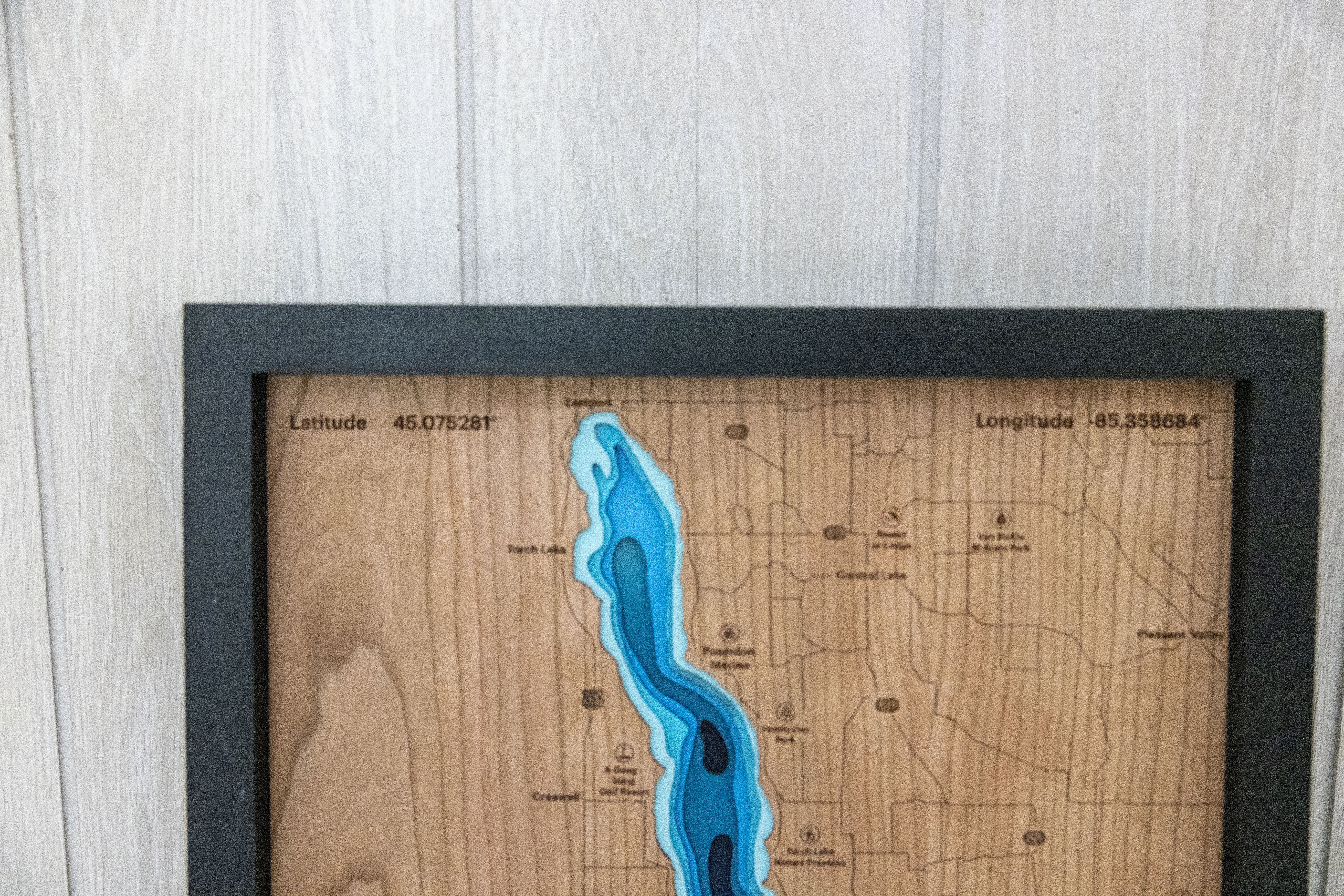 Torch Lake Wooden Map