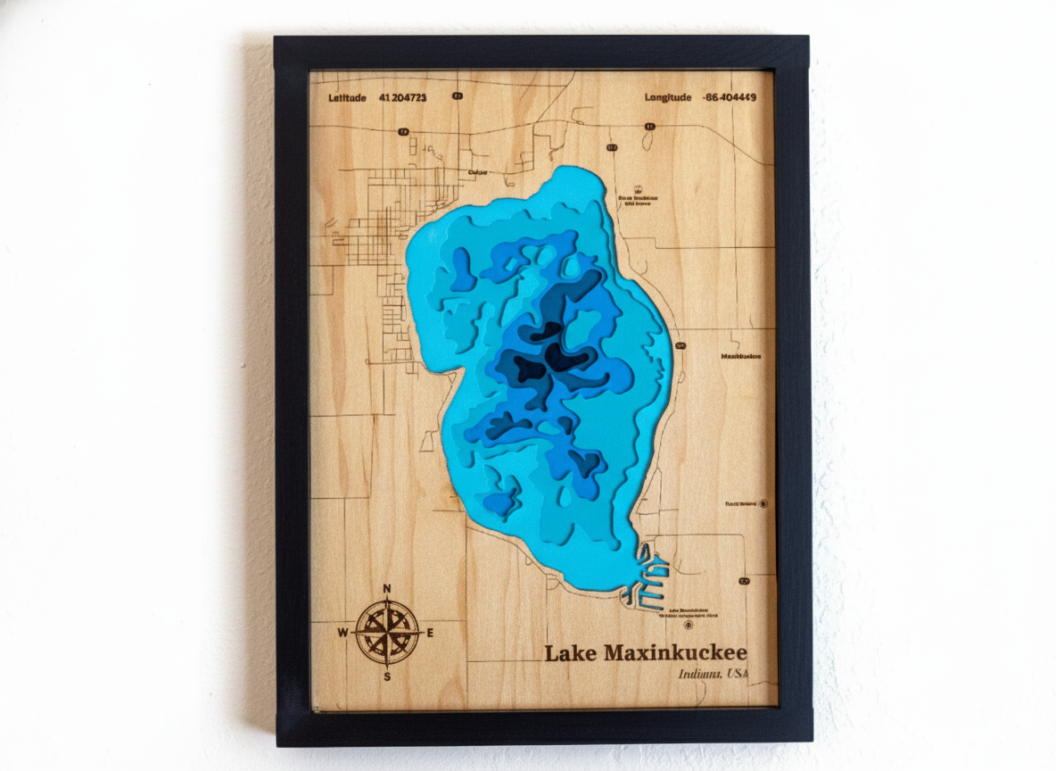 Lake Maxinkuckee Wooden Map Art