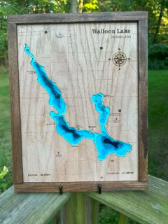 Walloon Lake Wooden Topographic Map
