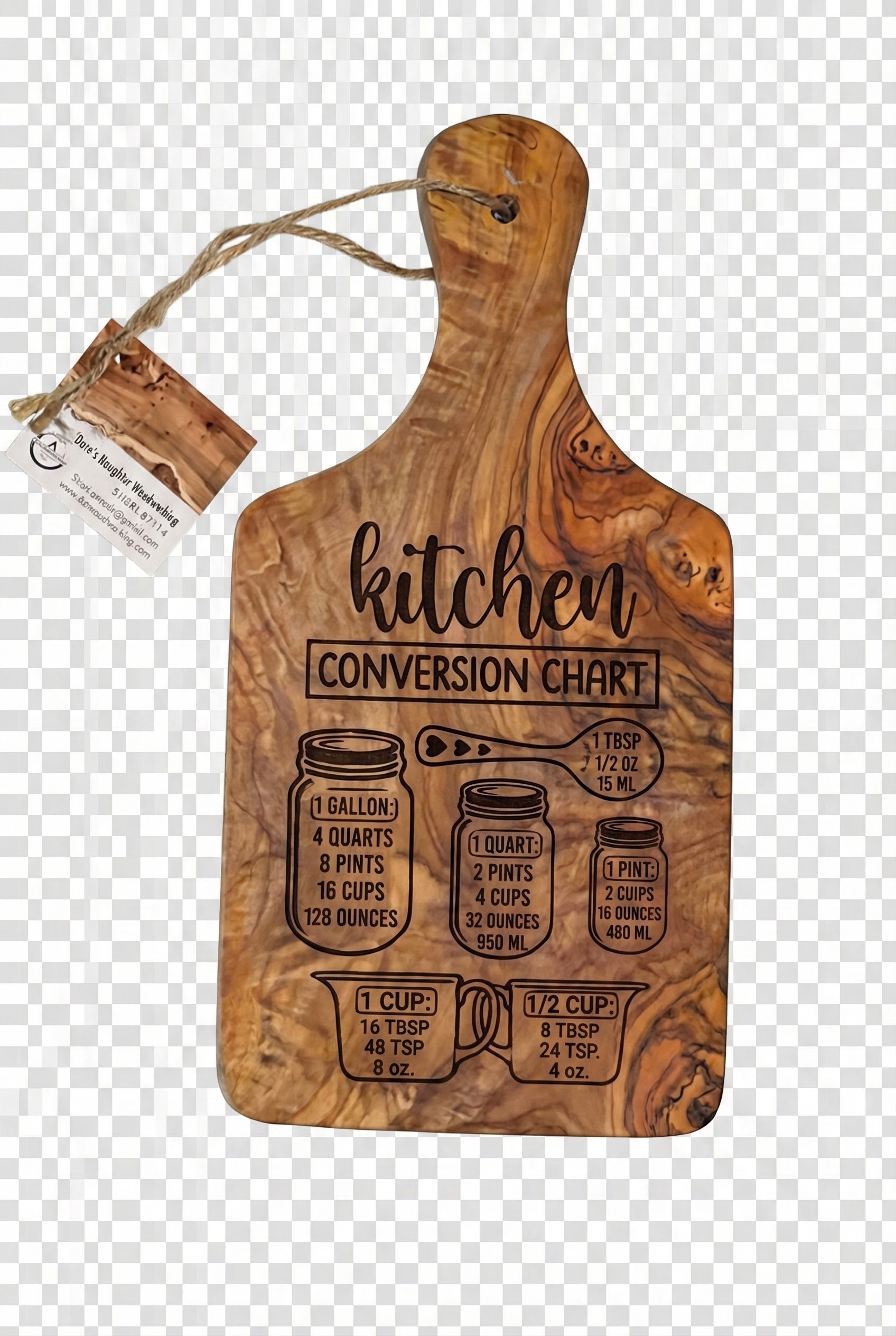 Kitchen Conversion Chart Wooden Cutting Board