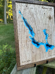 Walloon Lake Wooden Topographic Map