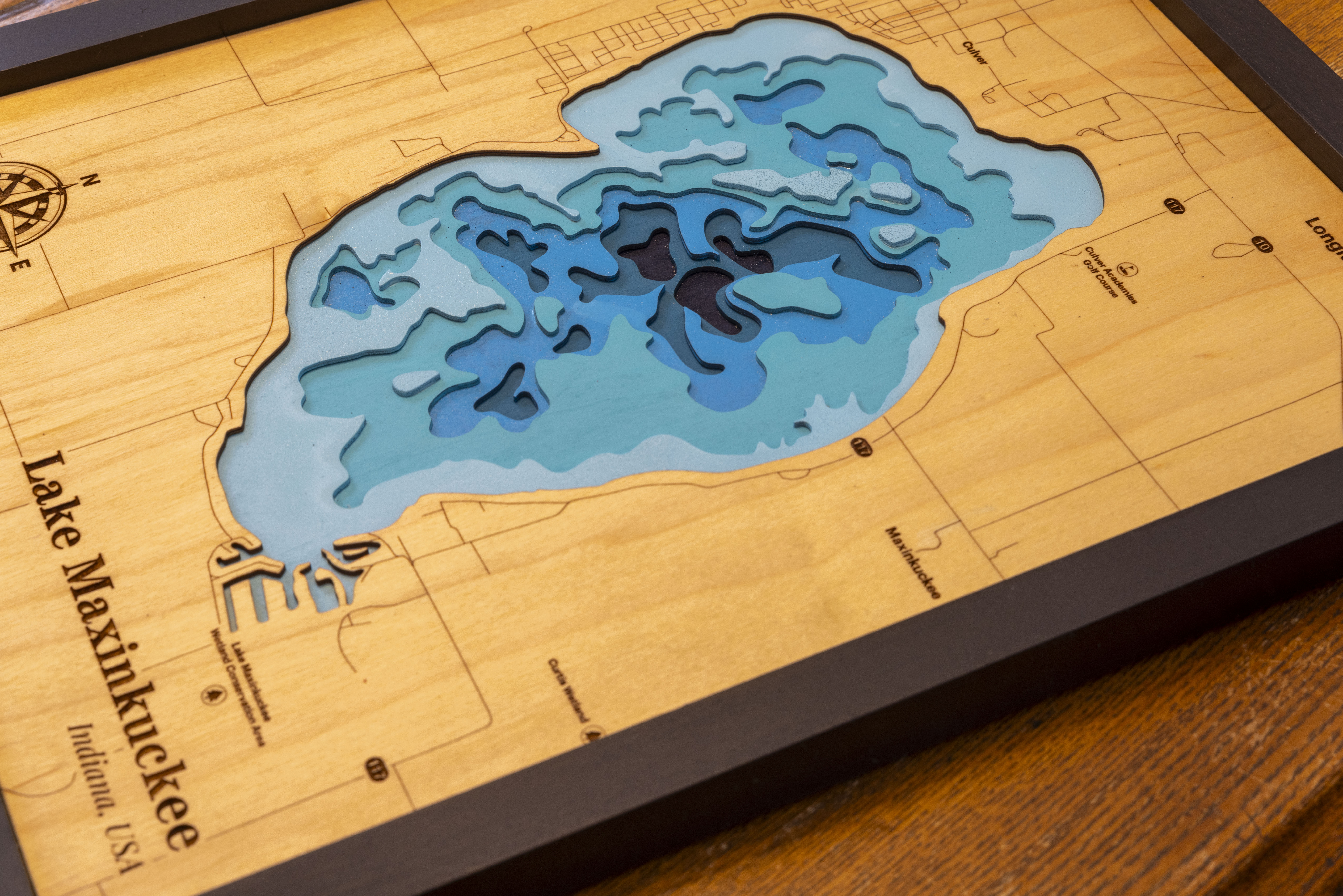Lake Maxinkuckee Wooden Map Art