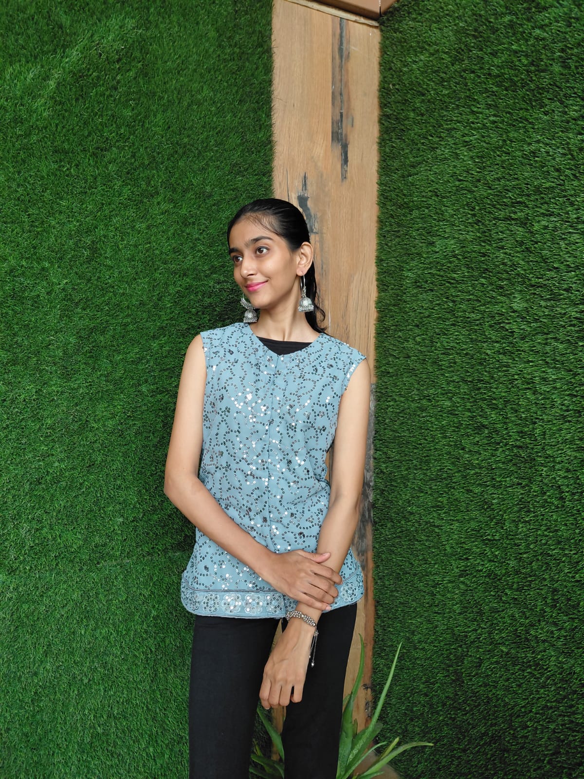 Sequined Sleeveless Top