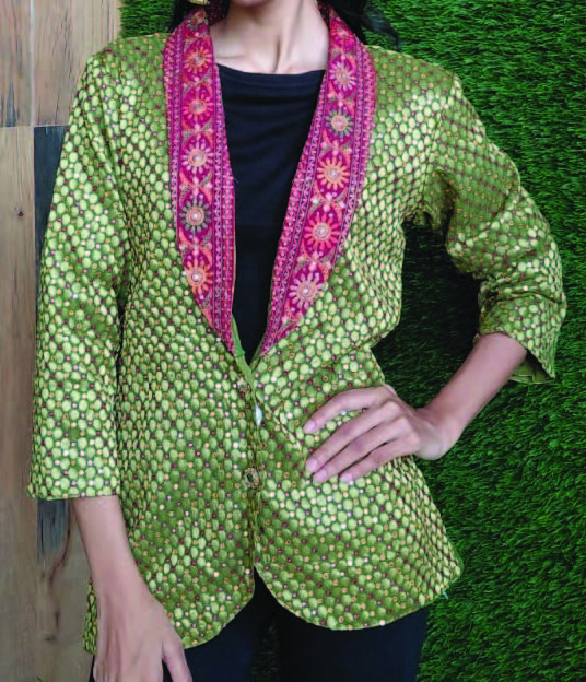 Green Embroidered Blazer
