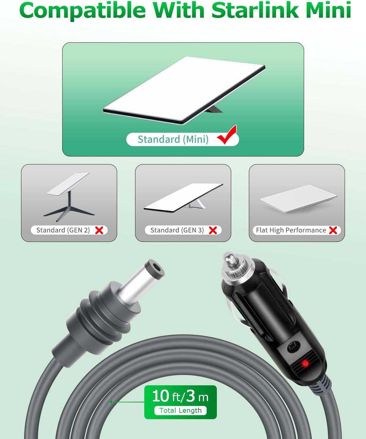 Cable Encendedor Automovil para Starlink Mini Led Indicator