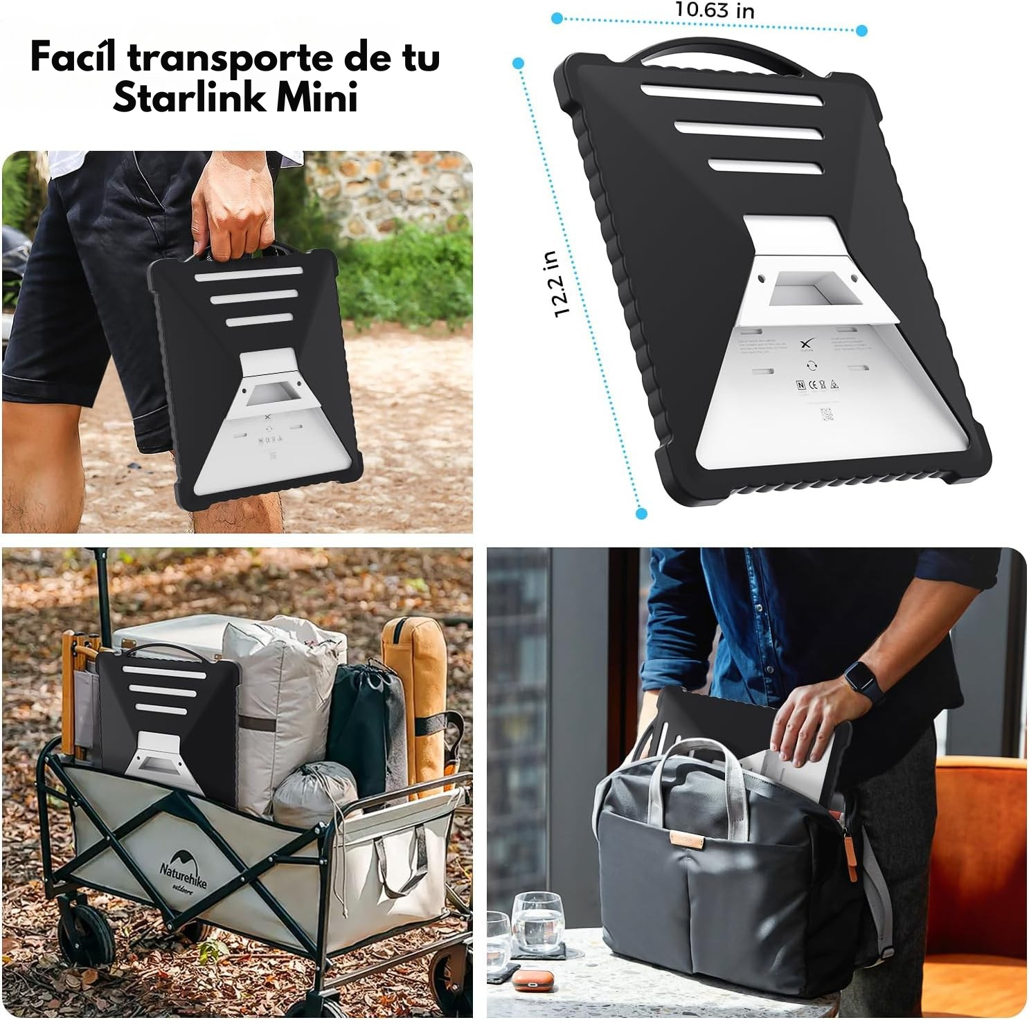 Funda Silicona Negra con Mango para Starlink Mini