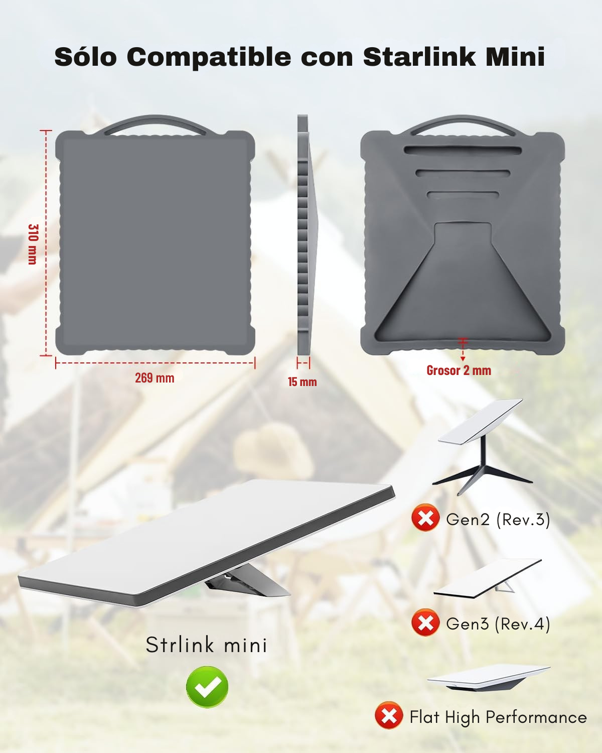 Funda Silicona Gris con Mango para Starlink Mini