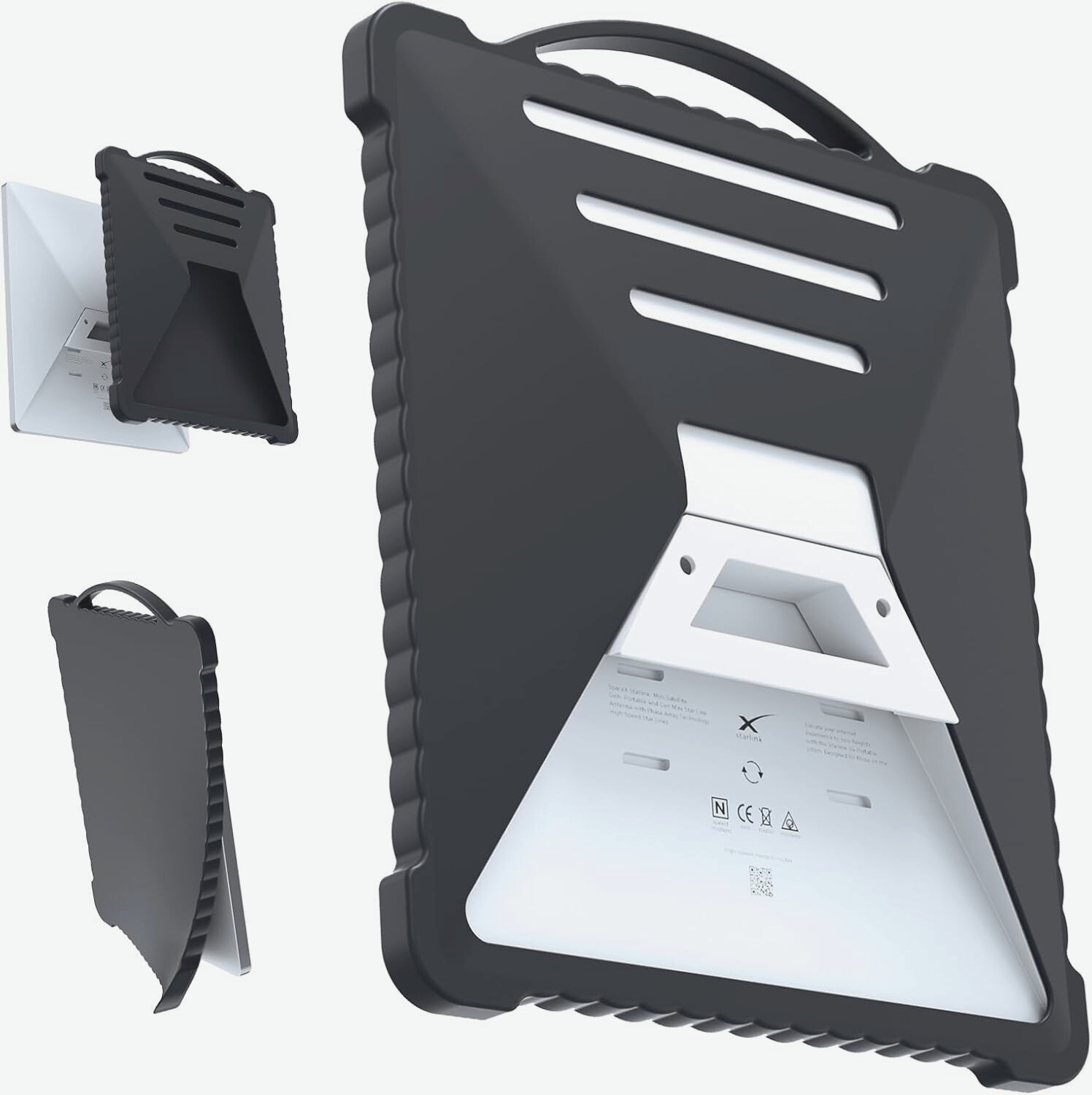 Funda Silicona Negra con Mango para Starlink Mini