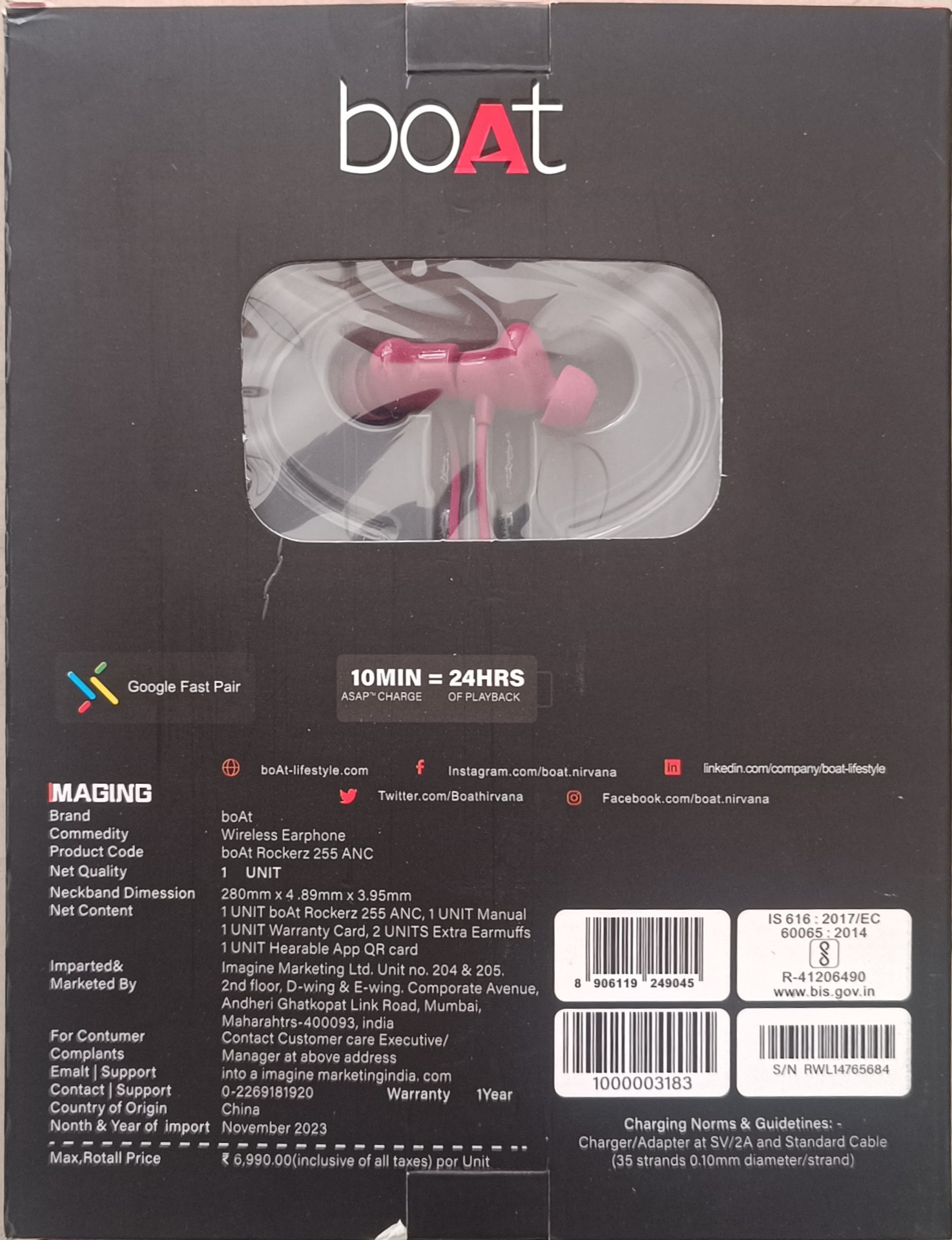 boAt Rockerz 255 ANC Earphones