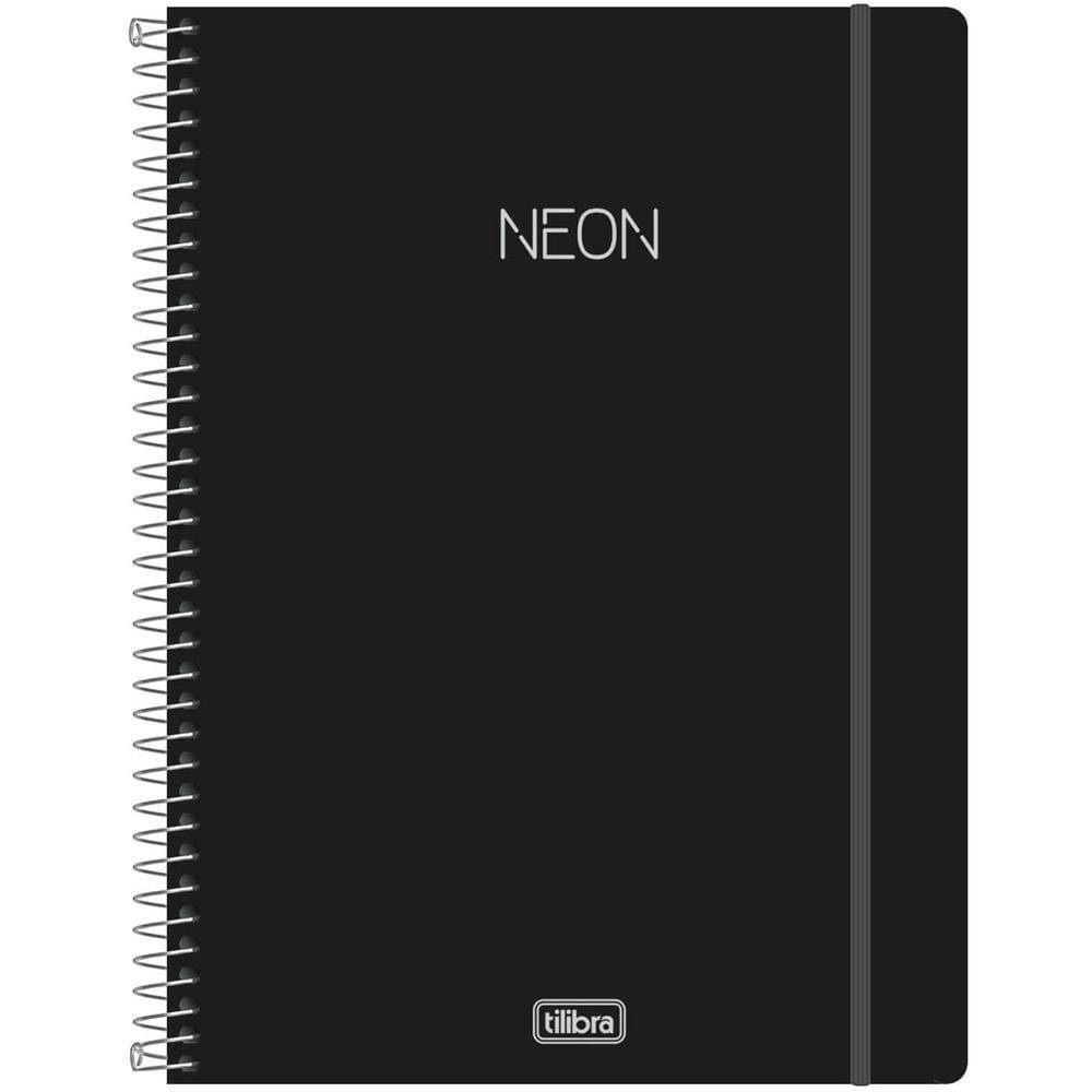 CADERNO CAPA DURA 10 MATERIAS 160 FOLHAS NEON PRETO - TILIBRA