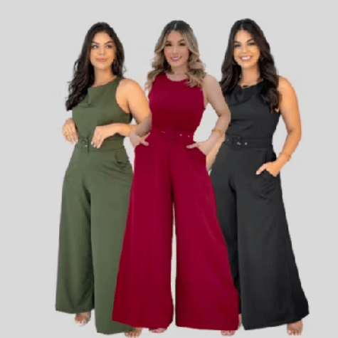 Macacão Pantalona Cinto coberto