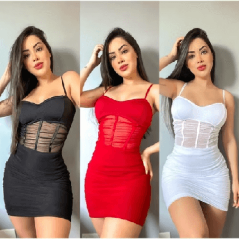 Vestido de Tule Curto colado