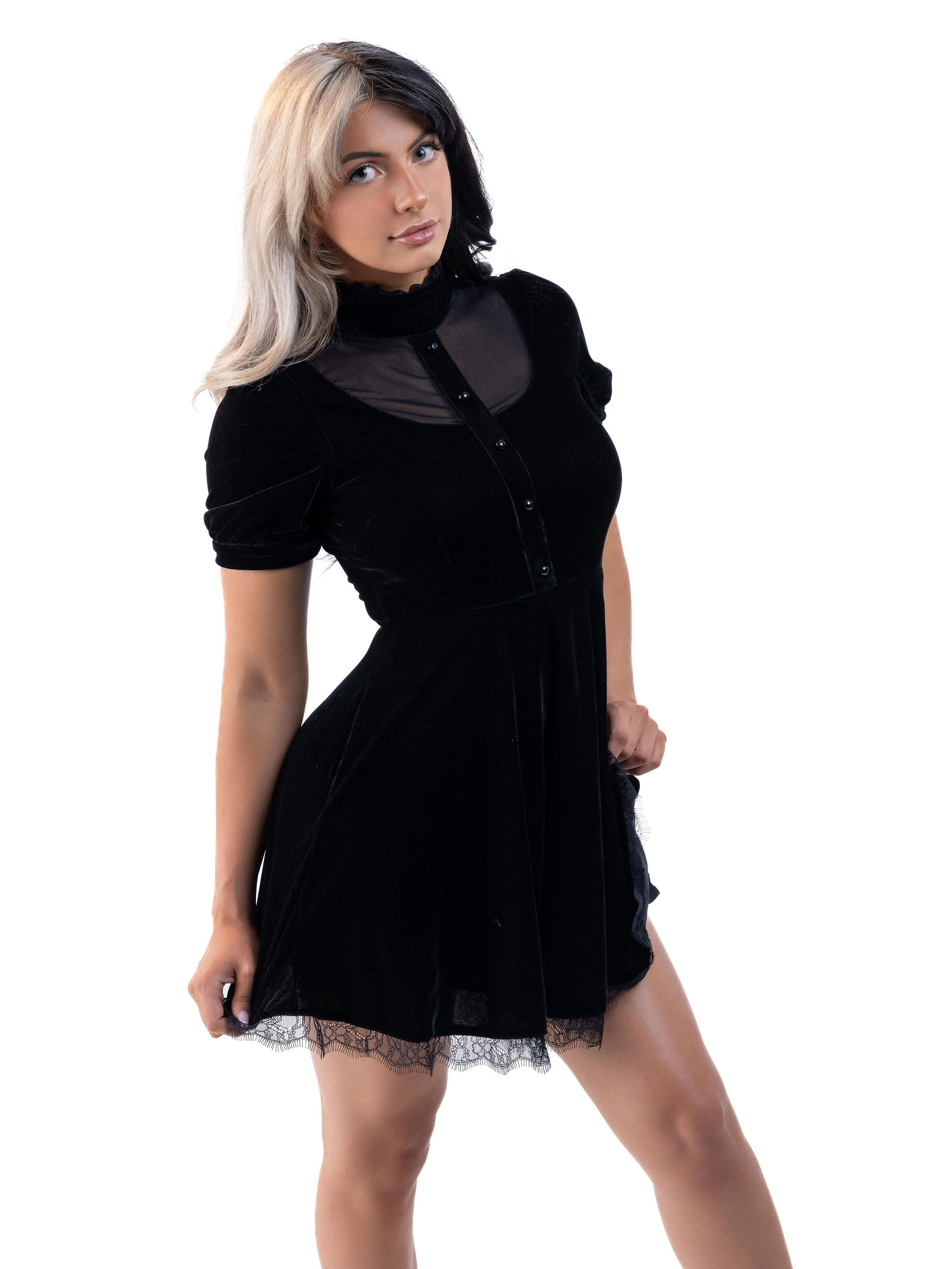 Olivia Noire Short Sleeve Gothic Dress for Women