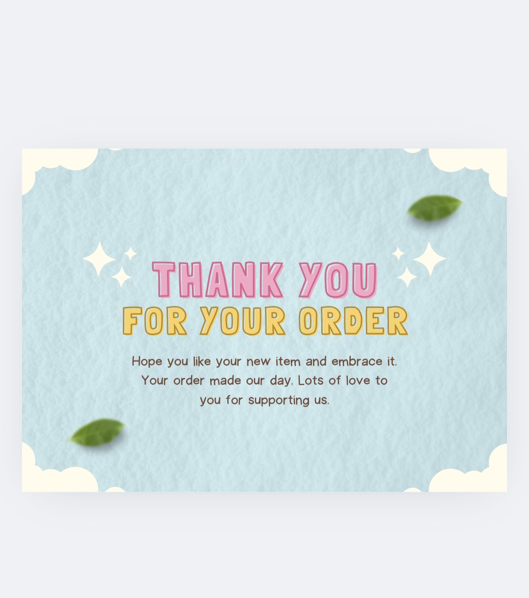 Mint Leaf & Sky Blue Thank you Cards - Pack of 100