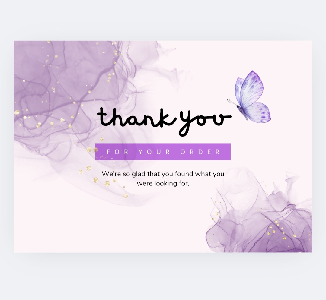 Purple Butterfly - Thank you cards - Pack of 100