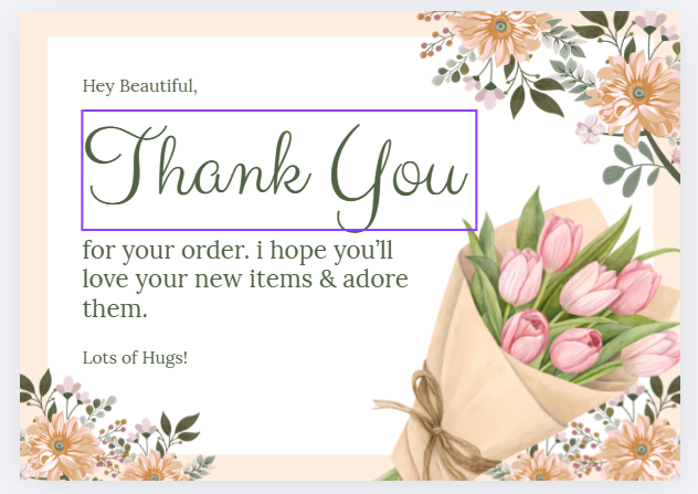 Flower Bouquet Thank you cards - Pack of 100 Cards