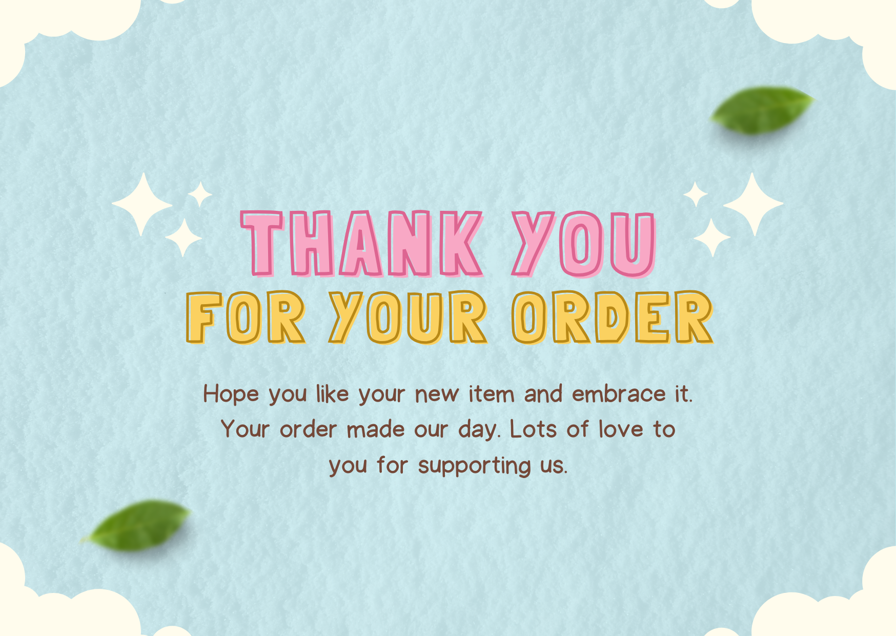 Mint Leaf & Sky Blue Thank you Cards - Pack of 100