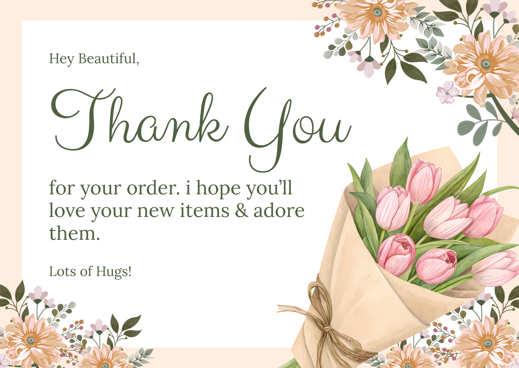 Flower Bouquet Thank you cards - Pack of 100 Cards