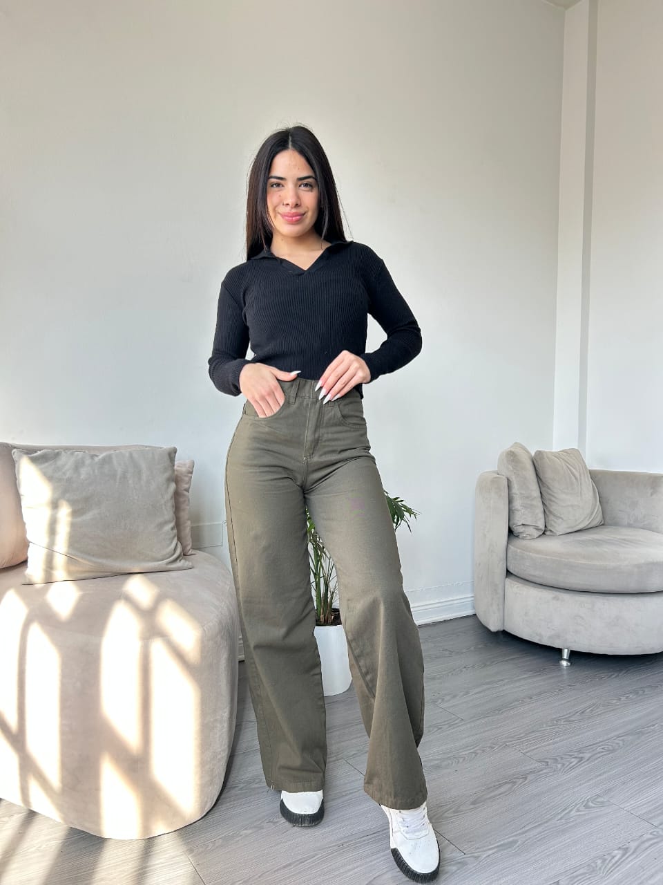 WIDE LEG VERDE OLIVO