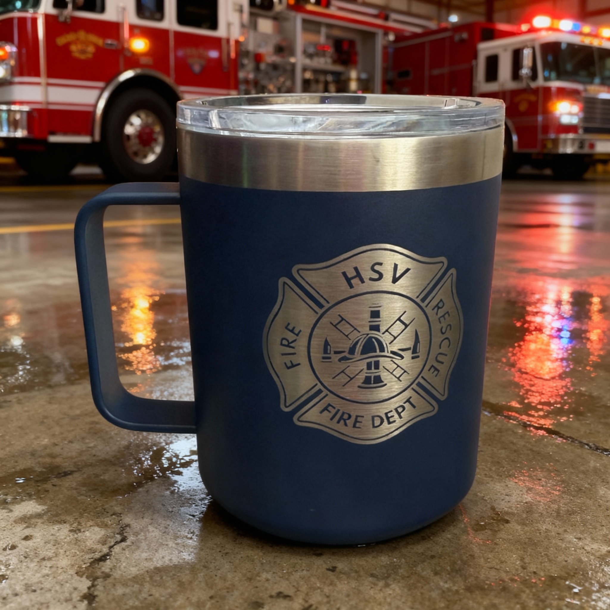 Custom Firefighter Logo Mug – Personalized Firefighter Gift, Engraved Fire Department Coffee Cup, Fireman