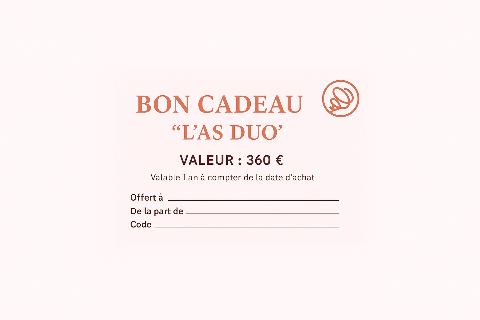 Bon cadeau "L'as duo"