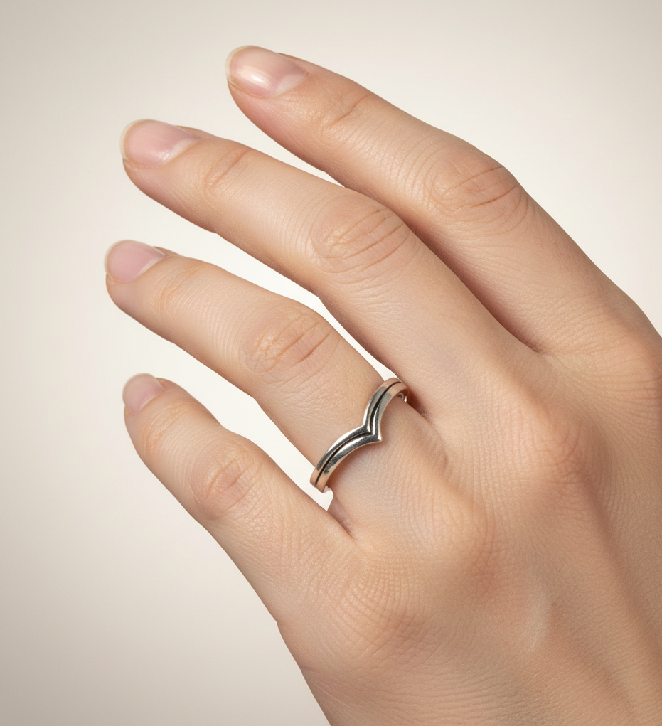 Anel Chevron Aro Duplo