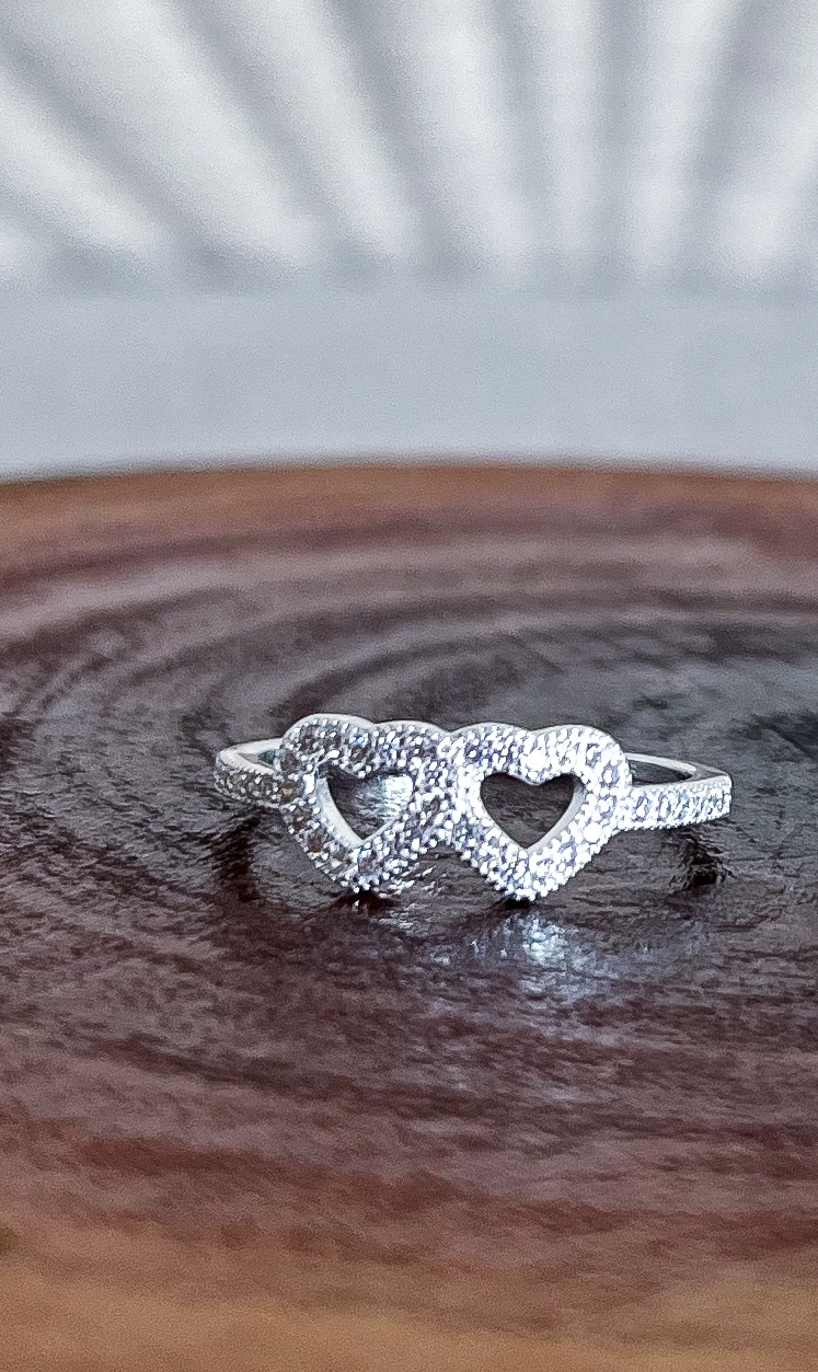 Anel Cravejado 2 Corações