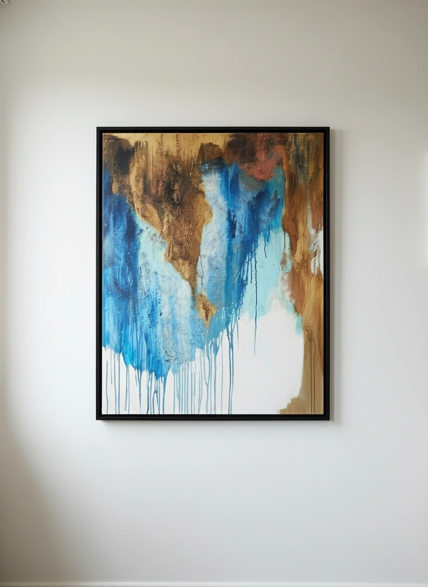 Abstract Blue and Brown Canvas Painting