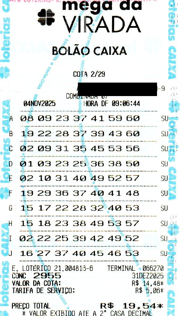 04 MEGA DA VIRADA BOLÃO R$ 19,54