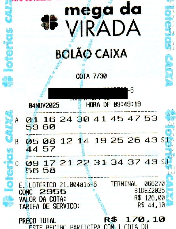 02 MEGA DE VIRADA BOLÃO R$ 170,10