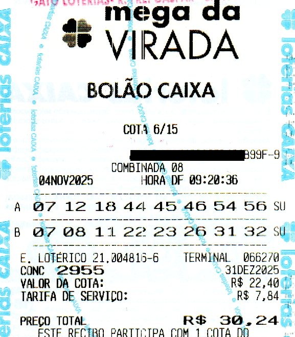01 MEGA DA VIRADA BOLÃO R$ 30,24